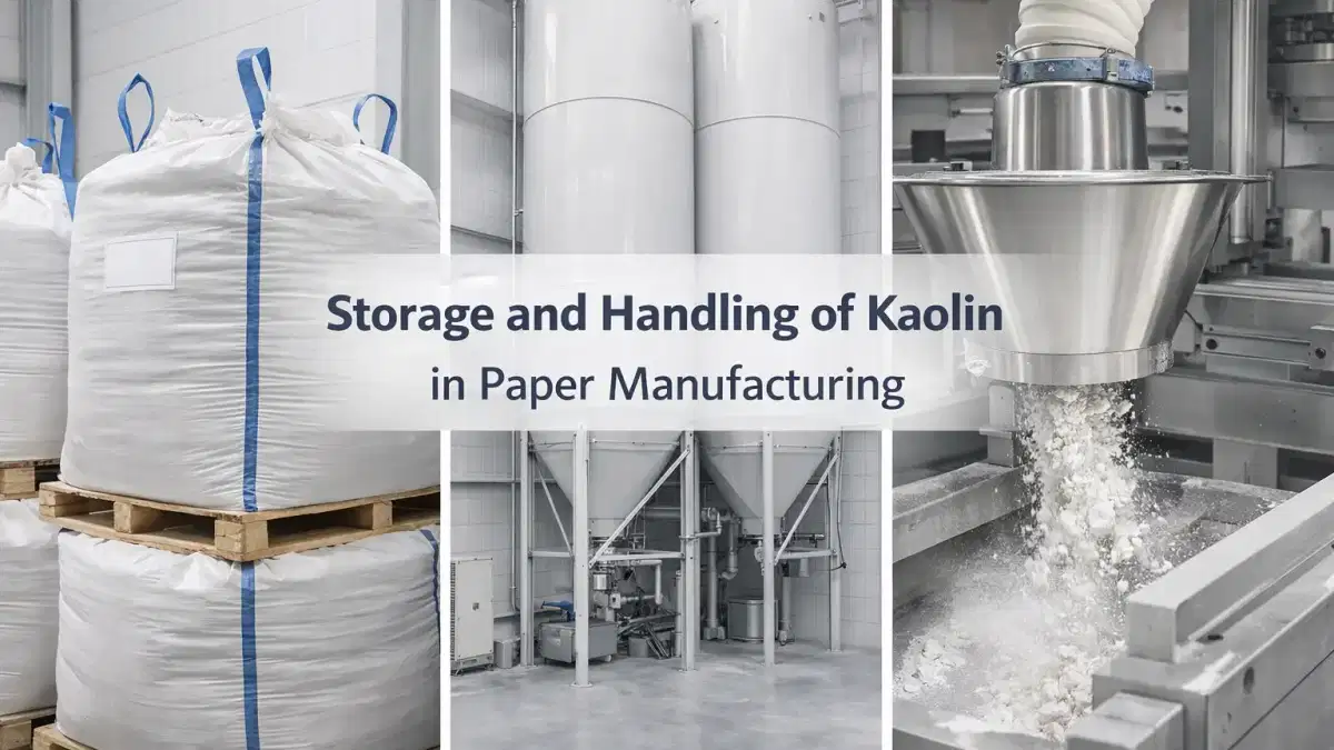 Almacenamiento y manipulación del caolín en la fabricación de papel